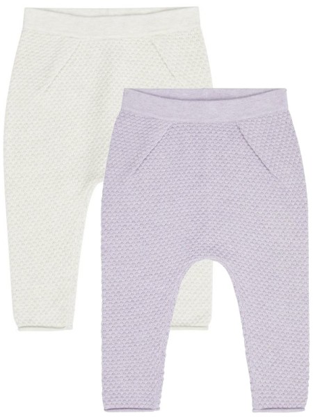 Baby Strickleggings Pablo - Wabenmuster - naturweiß und flieder