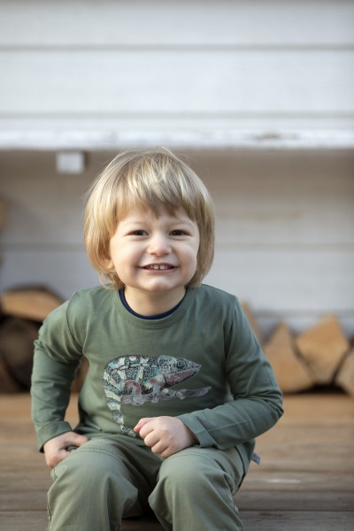 Shirt mit Chamäleondruck - langarm - waldgrün