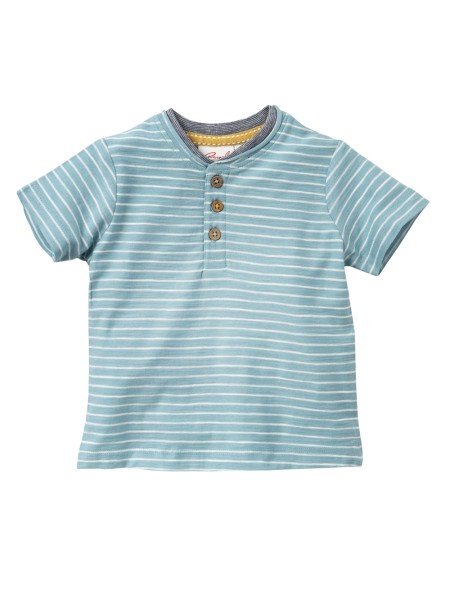Baby Shirt - kurzarm - türkis geringelt