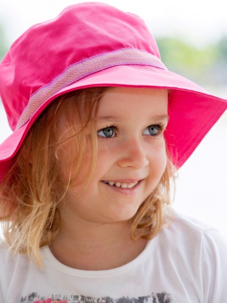 Sonnenhut Olaf - pink - UV80 - breite Krempe - mit Tunnelzug