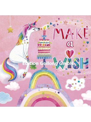 Postkarte - Make a wish - Einhorn - Mila Marquis - 14x14cm
