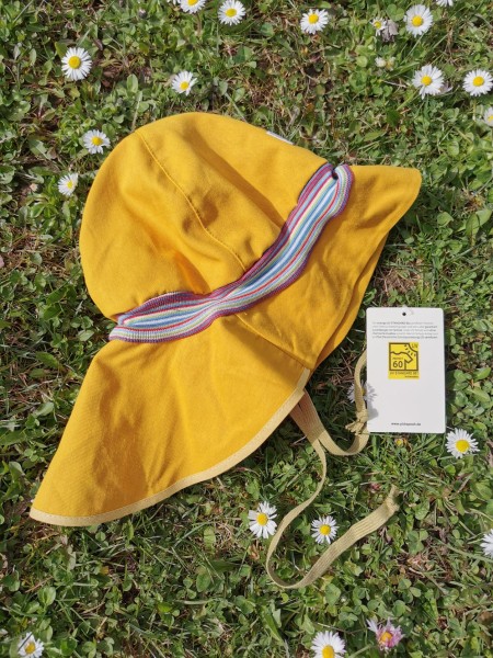 Sonnenhut Feuerwehr Strick - golden yellow (neue Farbe) - UV60 Rundumschutz