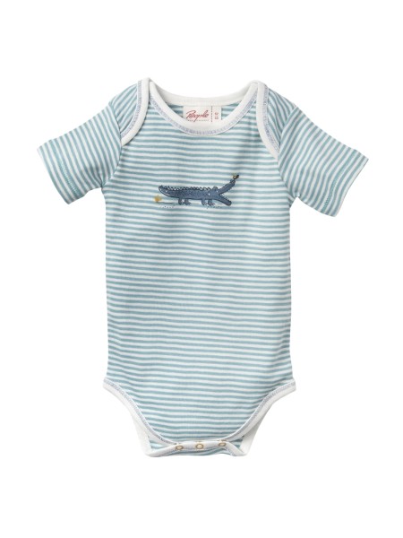 Body - kurzarm - türkis geringelt - Krokodil
