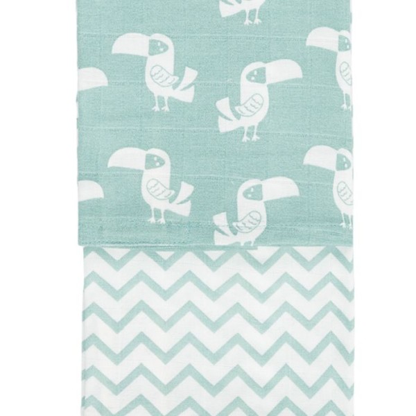 Mulltücher Bios - 2er Pack - Tukan und ZickZack