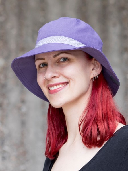 Sonnenhut Olaf - lila - UV80 - breite Krempe - mit Tunnelzug