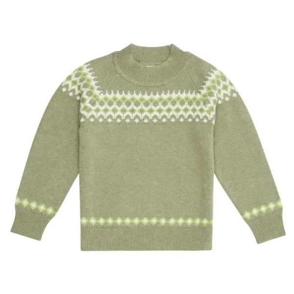Kinder Strickpullover - olive mit Rautenmuster - Medo