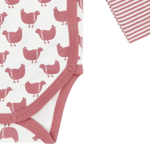 Wickelbody - langarm - Hühner Alloverprint - Ygon