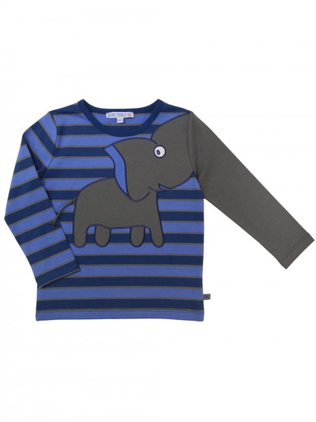 Baby T-Shirt mit Elefantenapplikation - tintenblau/himmelblau