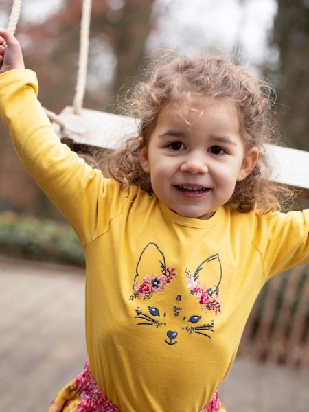 Shirt mit Fuchsstickerei - langarm - honey
