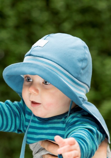 Sonnenhut Feuerwehr Strick - jeans - UV60 Rundumschutz