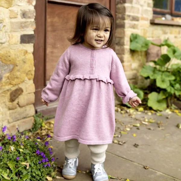 Mädchen Strickkleid - sand und altrosa - Flora