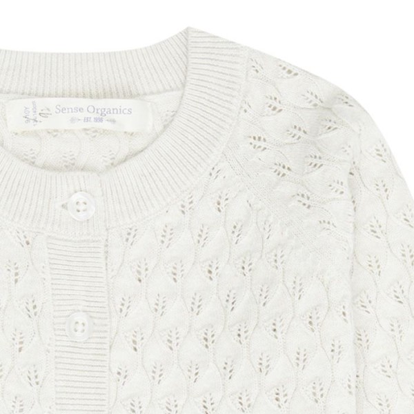 Mädchen Strickjacke Elsa - mit Ajourmuster - beige und flieder