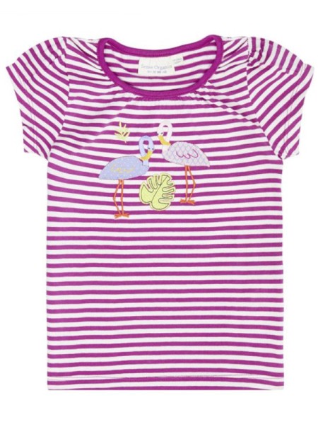 Mädchen Shirt Gada - mit Flamingos - geringelt - berry