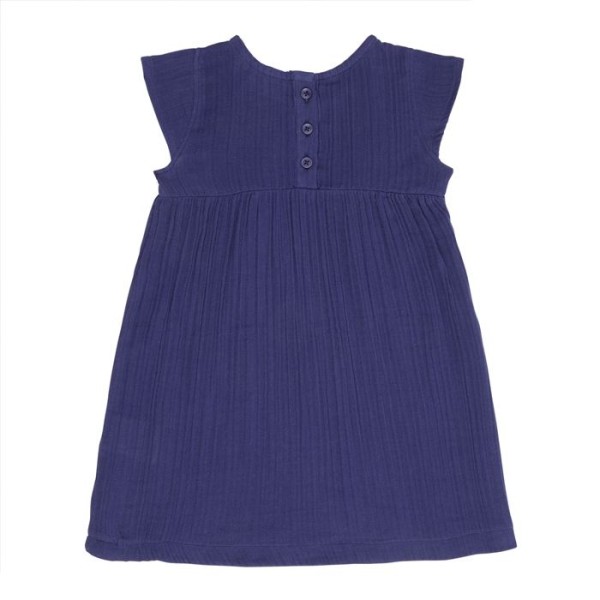 Sommerkleid Musselin Neela - navy und gelb