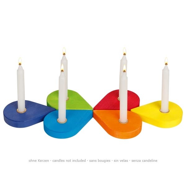 Geburtstagskranz - 6 bunte Kerzenhalter