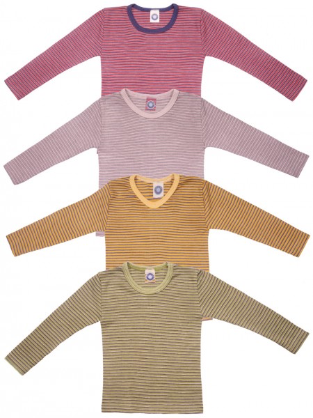 Hemd - langarm - Wolle/Seide - geringelt