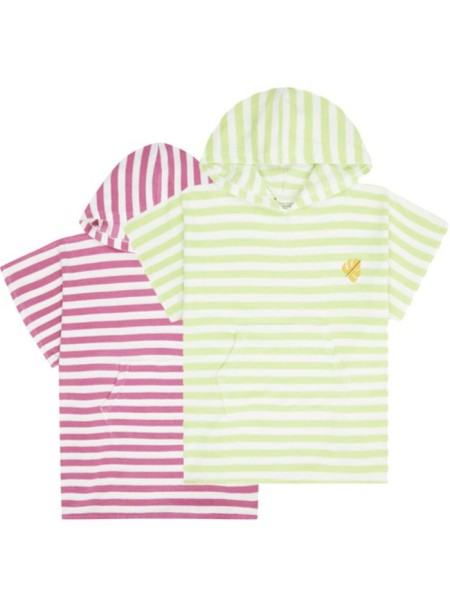 Strandponcho Alvi - Frottee - pink oder limette gestreift