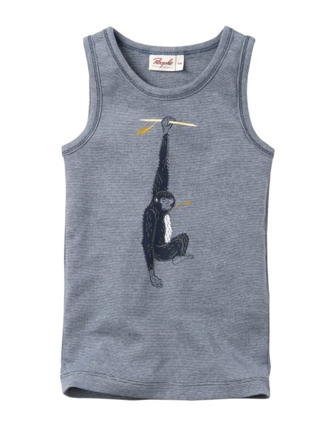 Kinder Unterhemd - dunkelblau melange - mit Schimpanse