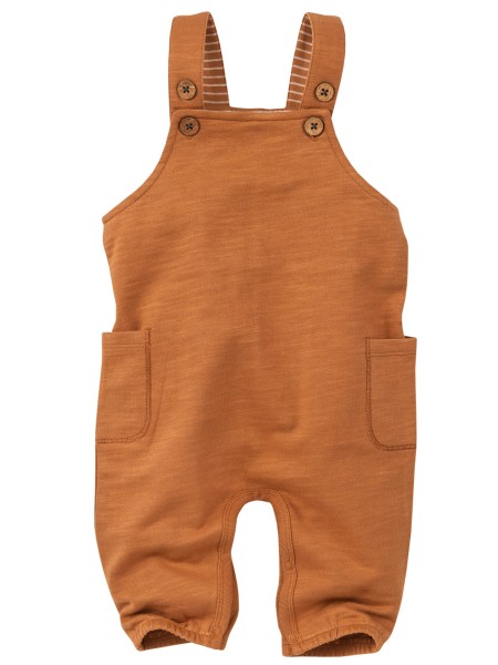 Baby Sweat Latzhose - zimt - mit großen Taschen