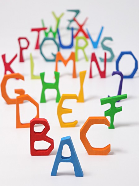 anthroposophische Buchstaben - Türname - Lindenholz - bunt lasiert