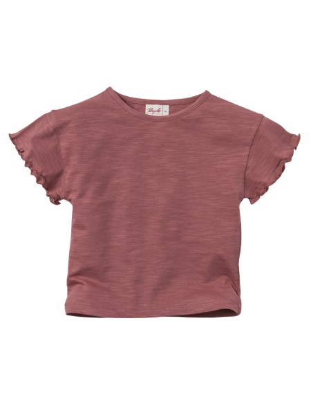 Shirt - kurzarm - beere - mit Rüschen am Arm