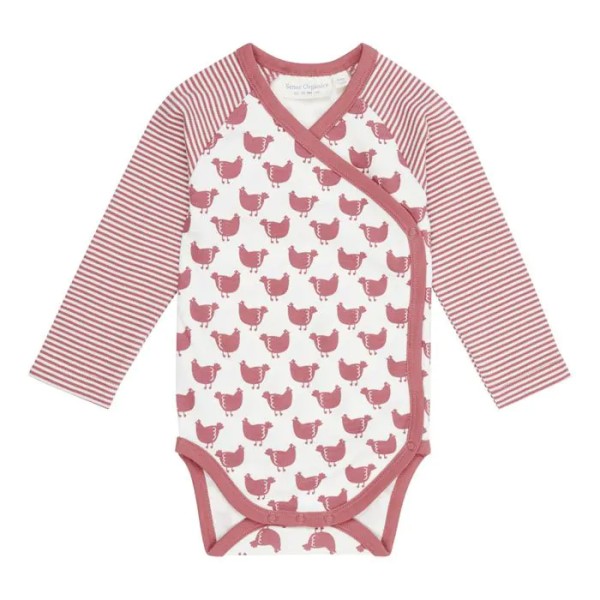 Wickelbody - langarm - Hühner Alloverprint - Ygon