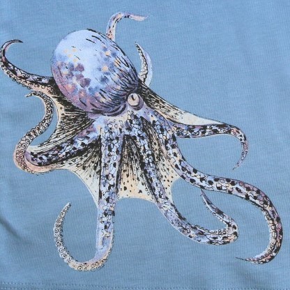 Shirt Octupusdruck - kurzarm - sky