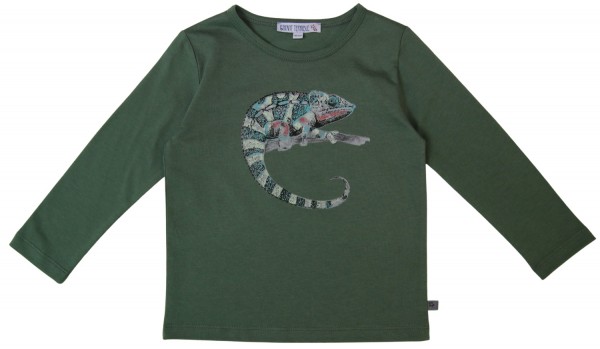 Shirt mit Chamäleondruck - langarm - waldgrün