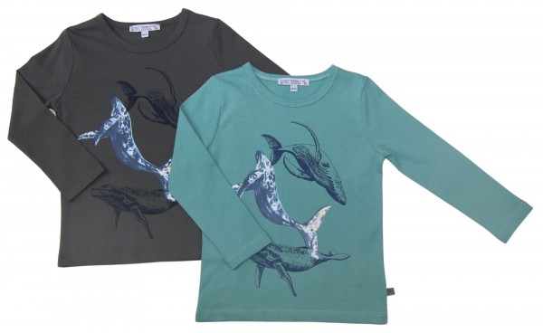 Shirt mit Waledruck - langarm - ozean oder schiefer