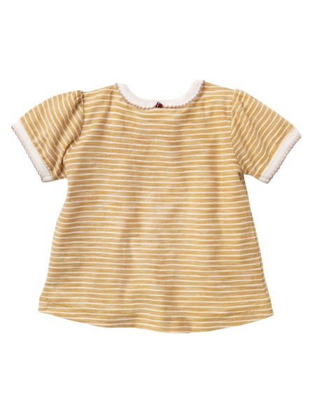 Baby Kurzarmshirt - honiggelb geringelt - Applikation Giraffe