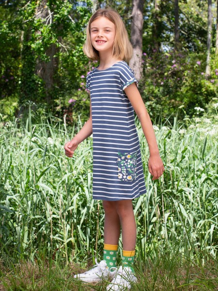 Durdle Door Kleid - kurzarm - navyblau gestreift