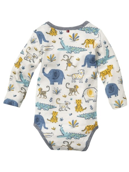 Body - langarm - weiß - Druck Savanne