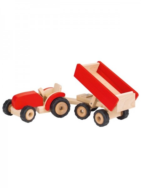 roter Traktor - mit Anhänger - Kippfunktion