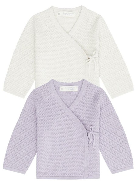 Baby Strickjacke Picasso - Wabenstruktur - naturweiß und flieder