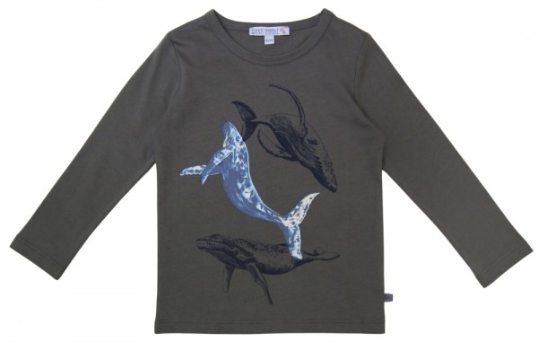 Shirt mit Waledruck - langarm - ozean oder schiefer