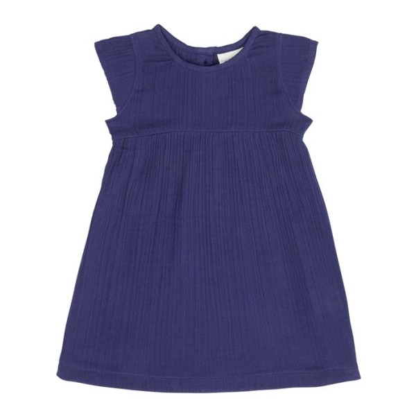 Sommerkleid Musselin Neela - navy und gelb