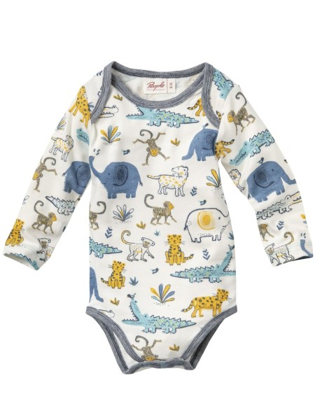 Body - langarm - weiß - Druck Savanne