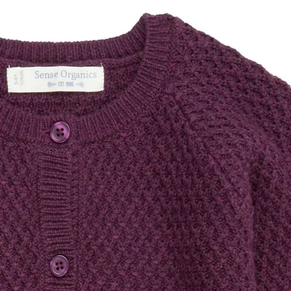 Baby Strickjacke - sand und aubergine - Elia