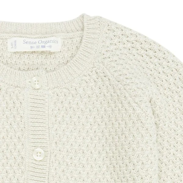 Bio Strickjacke - sand und aubergine - Elia