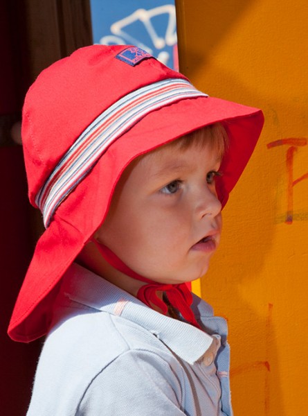 Sonnenhut Feuerwehr Strick - rot - UV80 Rundumschutz