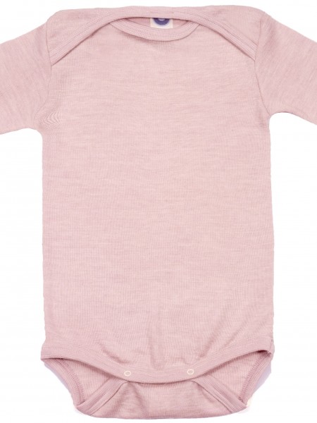 Baby Body - langarm - Wolle/Seide - rosé melange