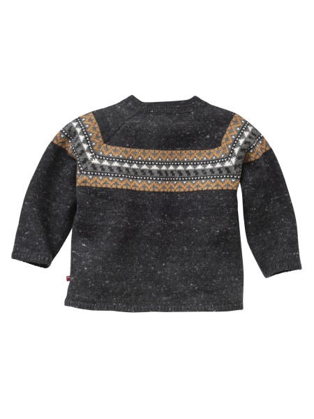 Baby Strick Pullover - anthrazit mélange - Norweger Muster