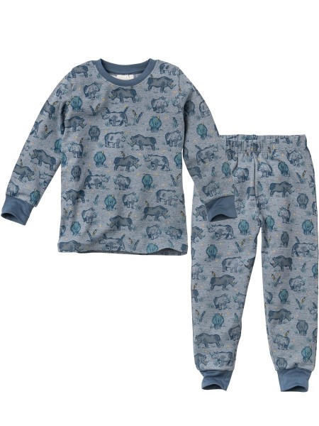 Pyjama - blau - mit Nashorn Alloverprint
