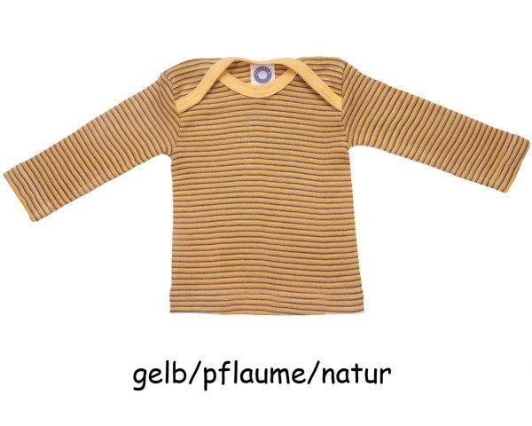 Baby Schlupfhemd - langarm - Wolle/Seide - geringelt