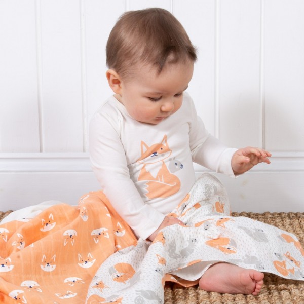 3 Musselintücher - Mullwindeln - Spuktücher - Fuchs