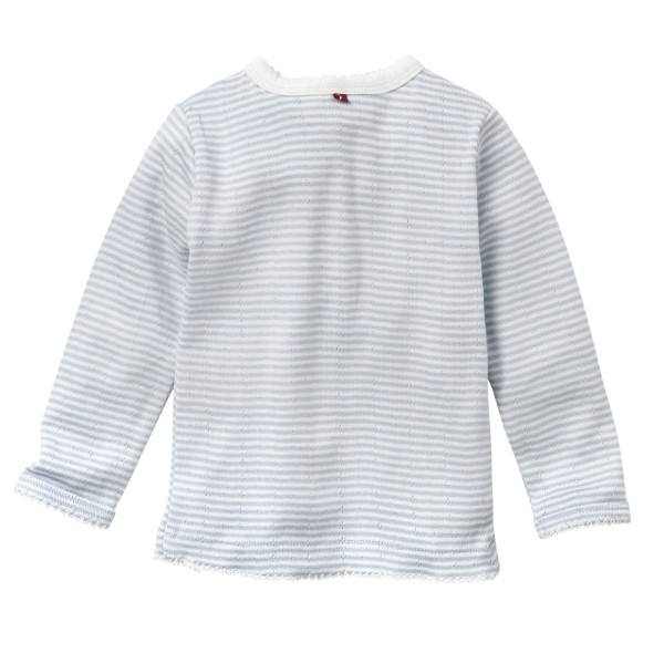 Baby Shirt Henley - langarm - hellblau geringelt