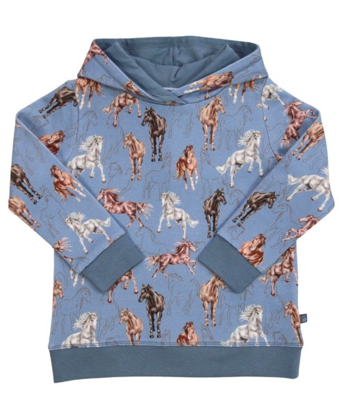 Hoodie Sweatshirt mit Pferdedruck - jeans/blau