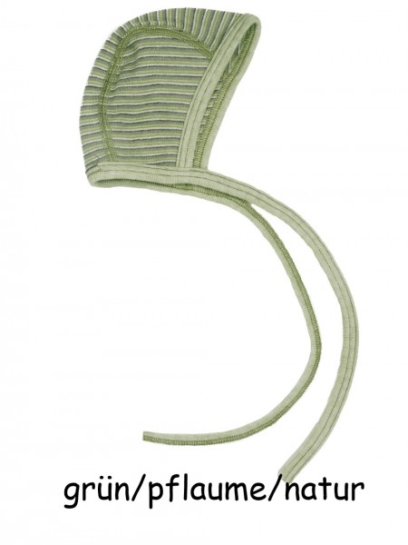 Baby Häubchen - Wolle/Seide - geringelt