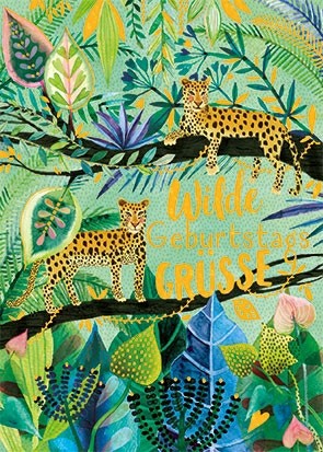 Postkarte - Wilde Geburtstagsgrüße - Geparden - Mila Marquis - 105x150mm