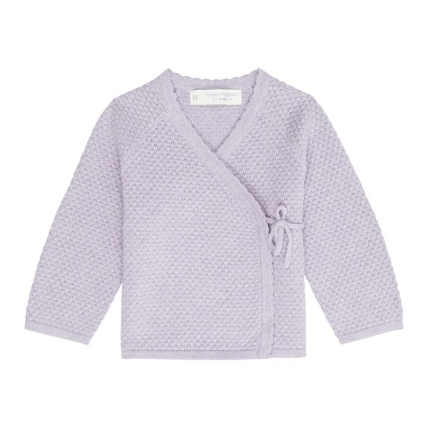 Baby Strickjacke Picasso - Wabenstruktur - naturweiß und flieder